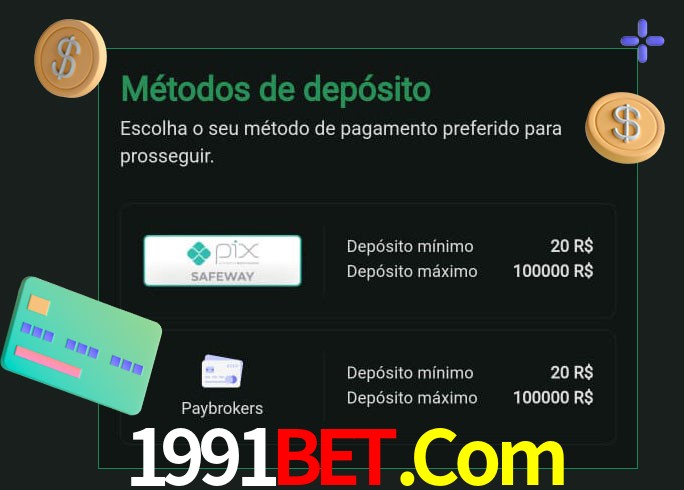 O cassino 1991Bet.Com oferece uma grande variedade de métodos de pagamento